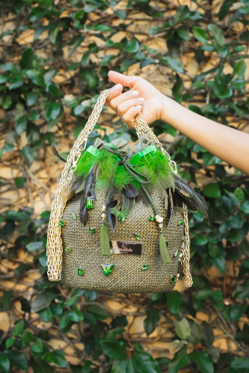 Ella Green Straw Bag