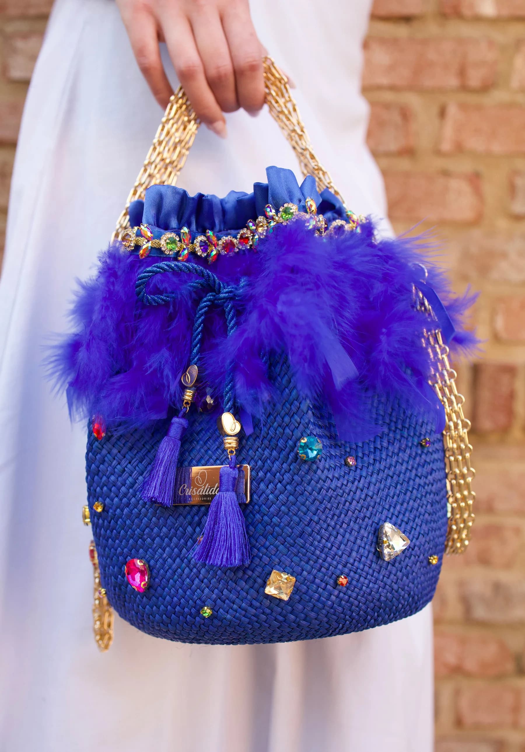 Ella Blue Straw Bag — view 2